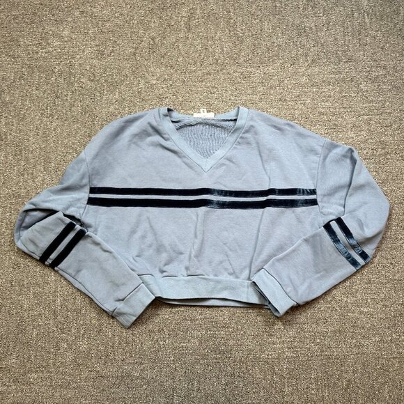 superdown Revolve Cropped Long Sleeve Stripe Womens Sweatshirt Blue Sz X-Small - Picture 1 of 6